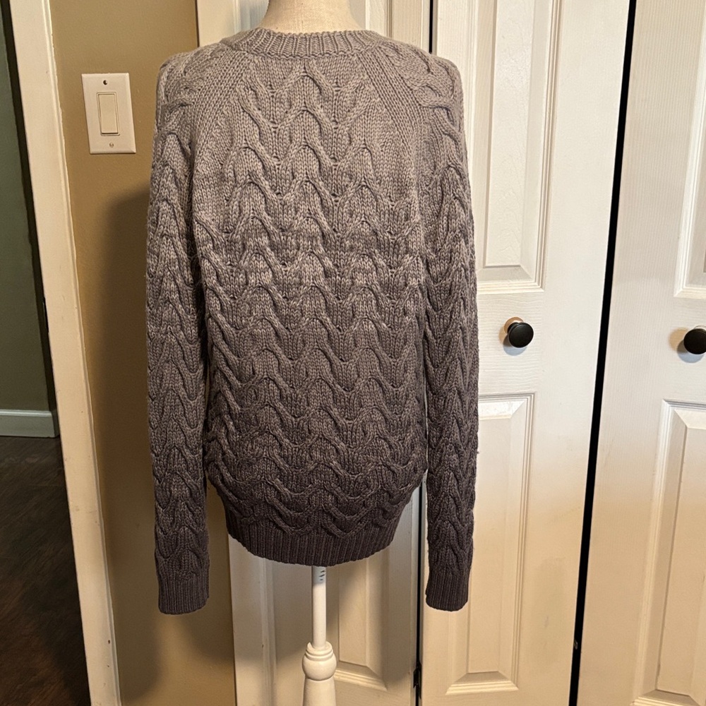 AG Adriano Goldschmied Gray Cable Knit Crewneck Sweater 100% Wool - Picture 2 of 12